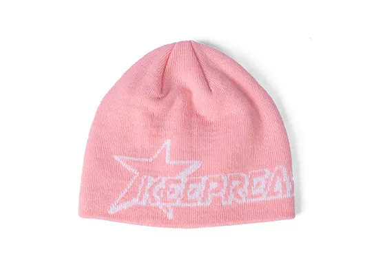 personalised pink beanie