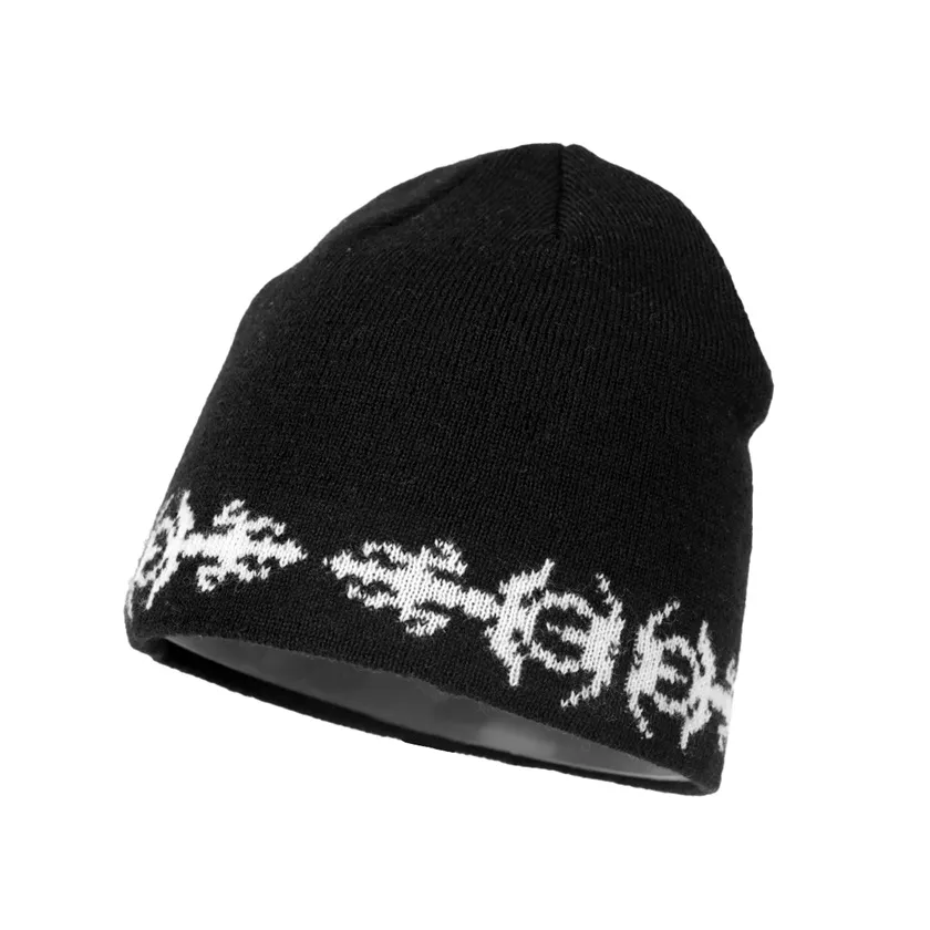 black jacquard slouchy beanie