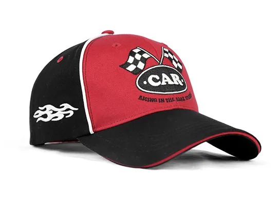 red and black baseball cap