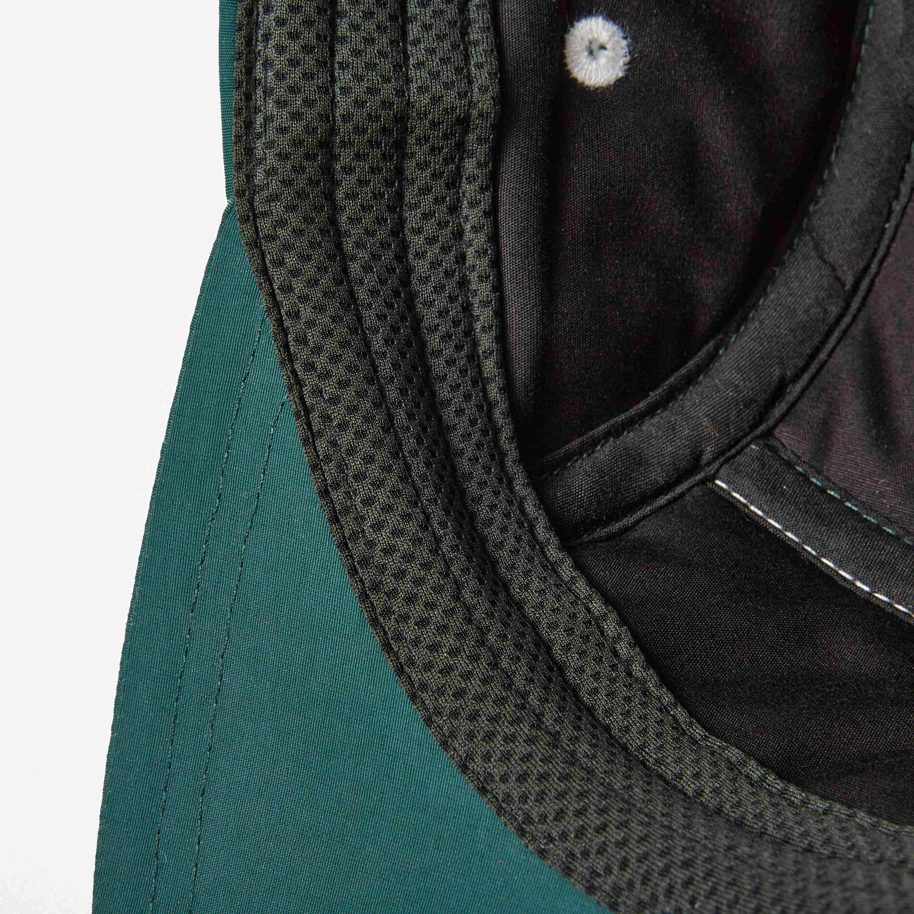 custom 5 panel water repellent quilted camper cap for winter d.green and white sweat band