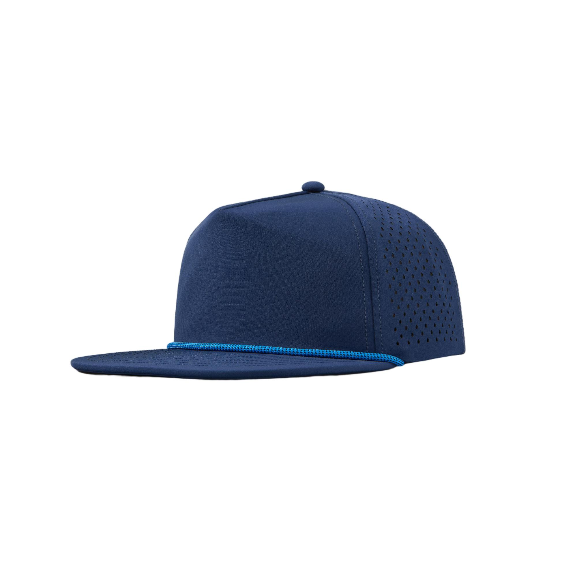 custom personalized 5 panel laser perforated snapback hats with rope navy k126 38