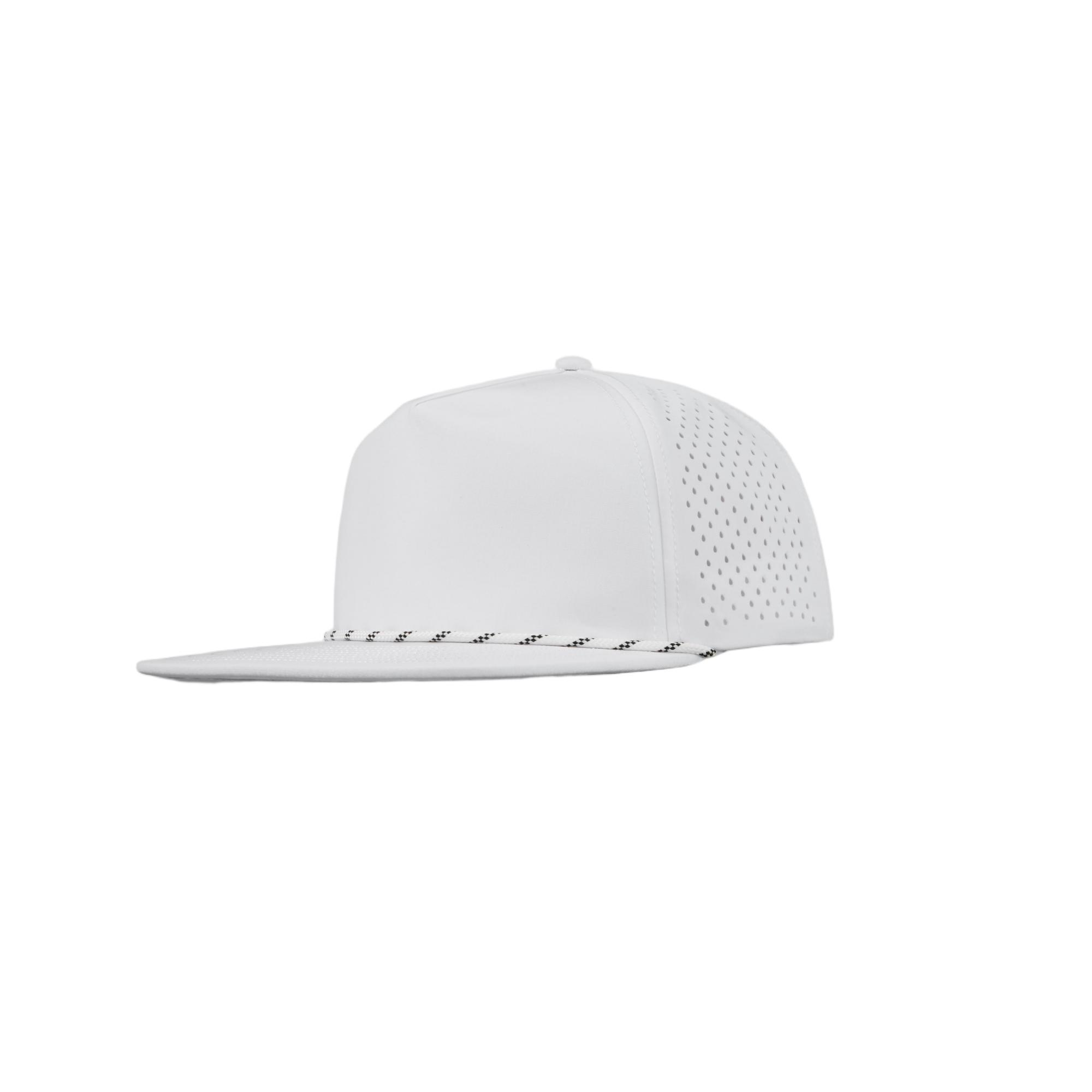 custom personalized 5 panel laser perforated snapback hats with rope white k126 60
